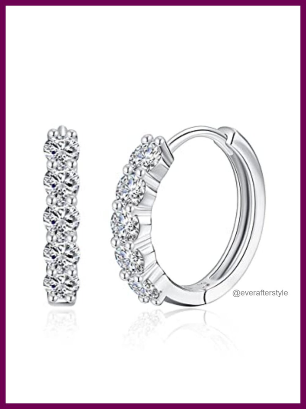 Moissanite Hoop Earrings Sterling Silver with 18K White Gold Plated